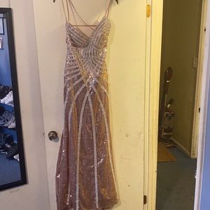 Rose Gold Sequins Prom Dress